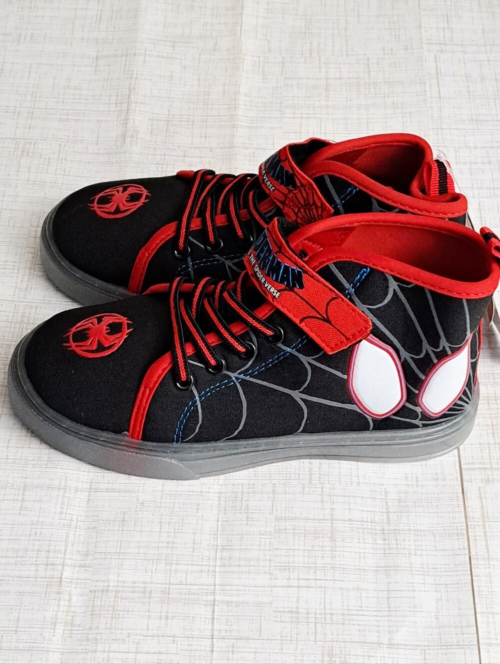 Marvel Spiderman Toddler Boys Red & Black High Top Light Up Sneakers Shoes Sz 13